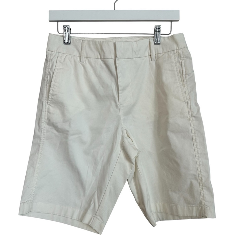 Quince Women’s Organic Stretch Cotton Chino Bermuda Shorts in Ivory Sz 4 NWT